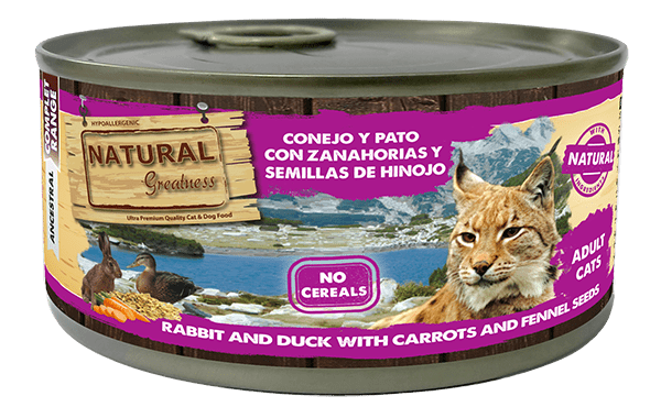 Natural Greatness Conejo y Pato con Zanahoria y Manzanilla para gatos