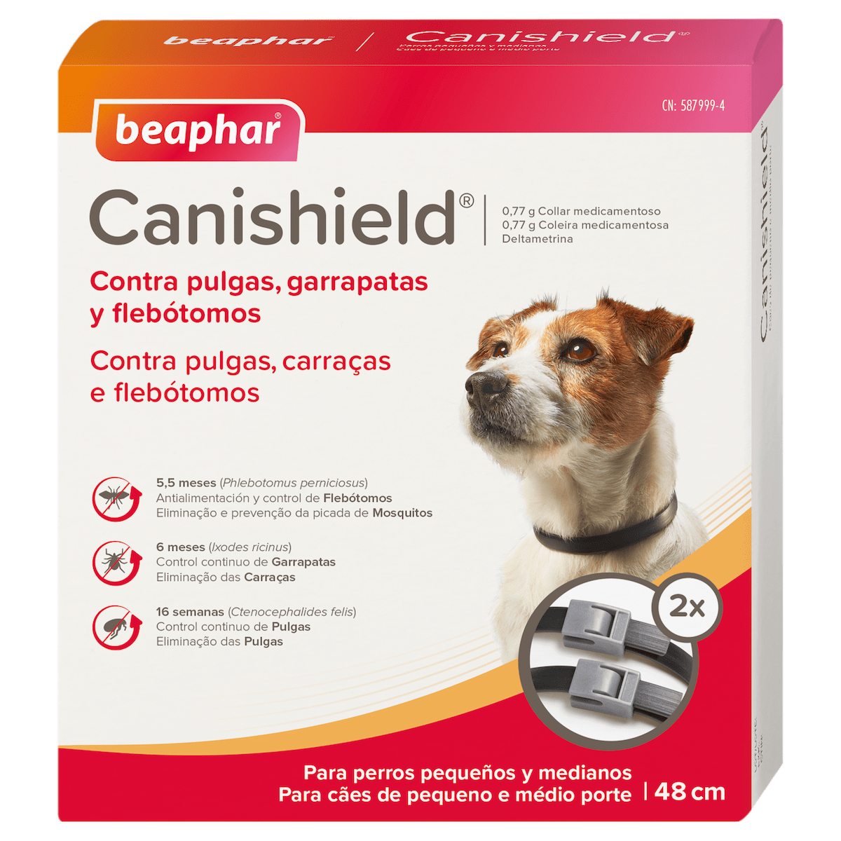 canishield collar antiparasitario perro 2x48cm