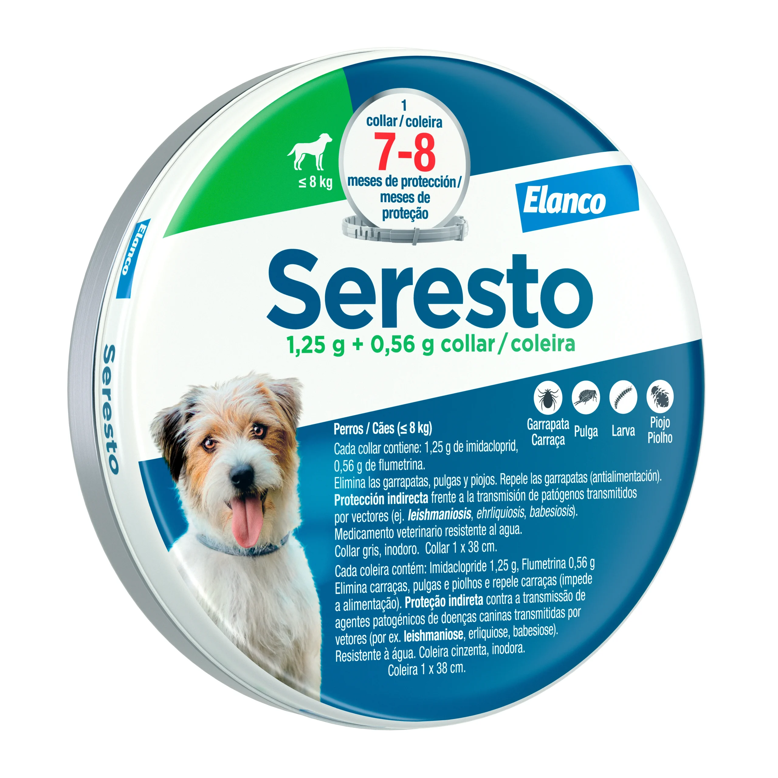 Collar Seresto perros pequeños formato lata 8 meses