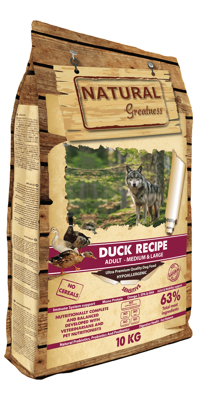 natural greatness receta de pato pienso sin cereales para perros